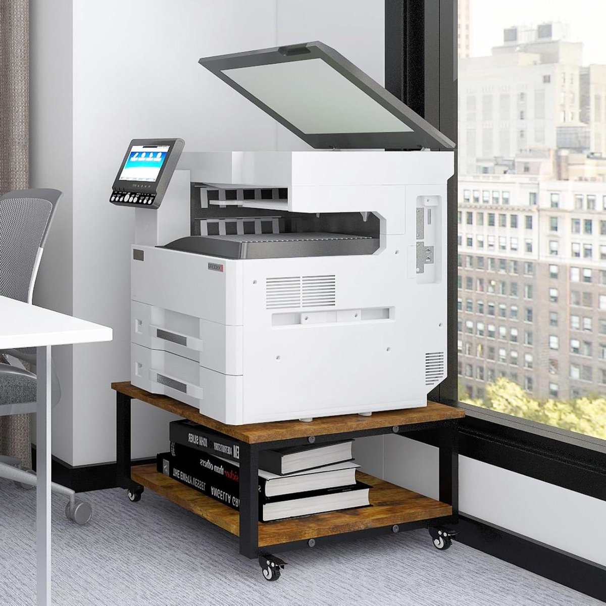 Printer Stand - Printer Cart - Werkruimte Organiseren - Verstevigd Ontwerp - 60 x 60 x 32.5 cm - Retro