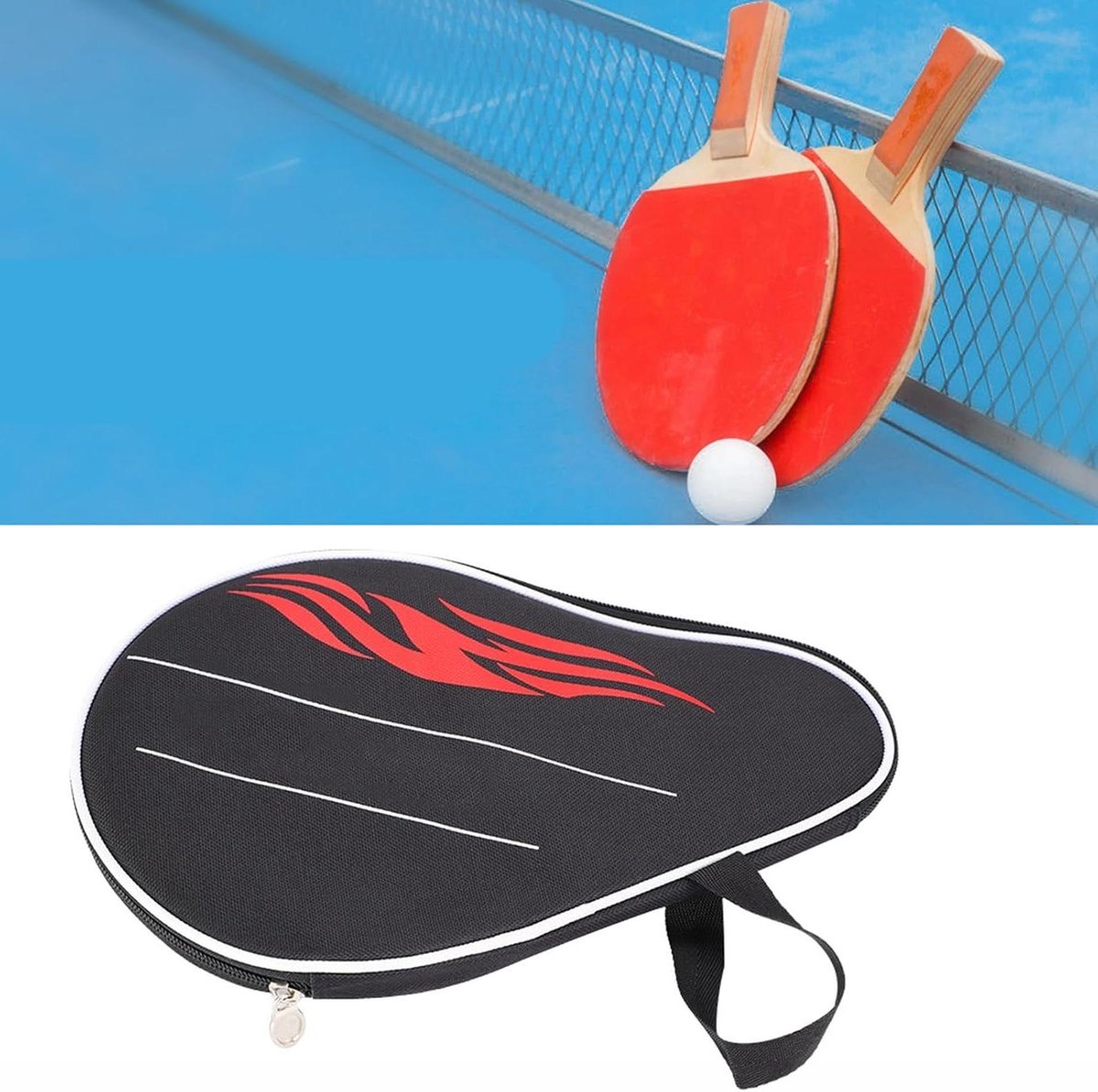 Tafeltennisracket Hoes - Pingpong Tas - Sportspullen Opbergen - Waterafstotend Oxford Materiaal - 30 x 20 x 2 cm - Zwart