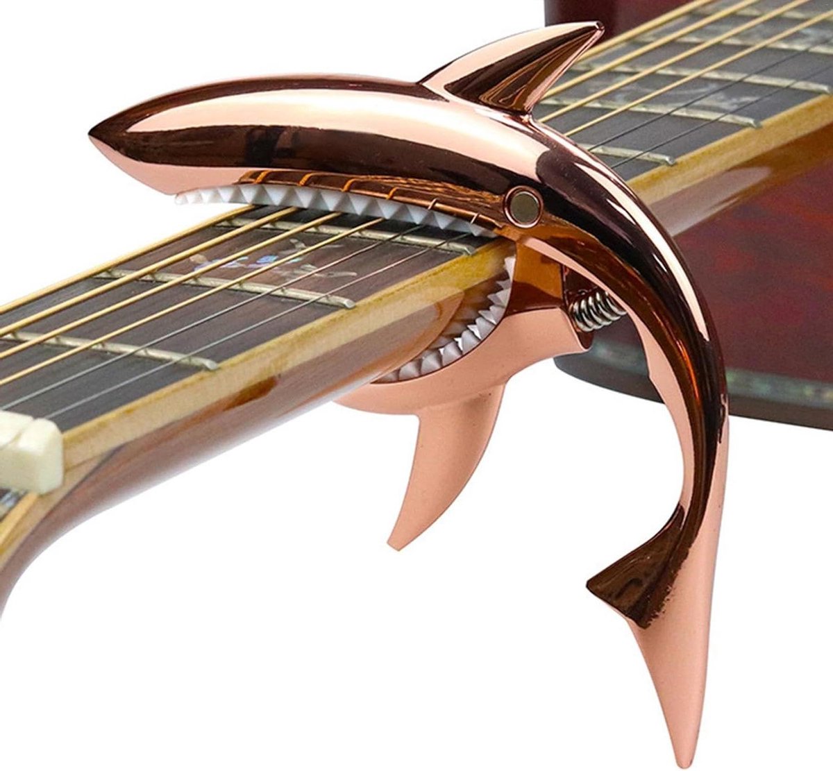 Gitaar Capo - Haaivorm Klem - Muziek Maken - Stevig Metaal - 13 x 8.5 cm - Roségoud