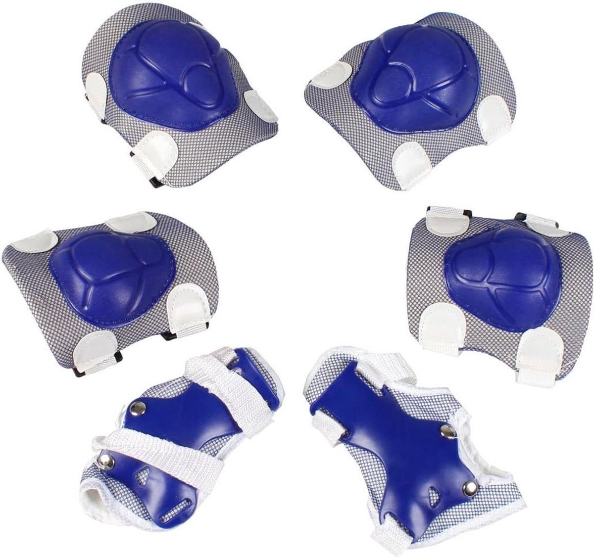 Beschermende Uitrusting Set - Rollerblade Accessoires - Sportieve Activiteiten - 6 Delige Set - Kinder Maat - Blauw Wit