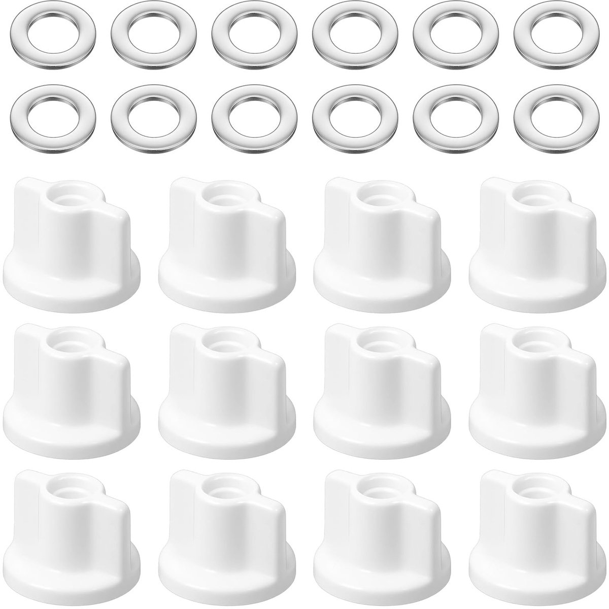 carmdering - WC-Zitplaatsbevestiging Set - Toiletbril Bevestigingsmaterialen - Sanitaire Montagekit - M6 Schroefdraad Compatibiliteit - Gereedschaploze Installatie - Roestvrij Staal En PP Kunststof - Waterbestendig En Slijtvast - 12 Stuks