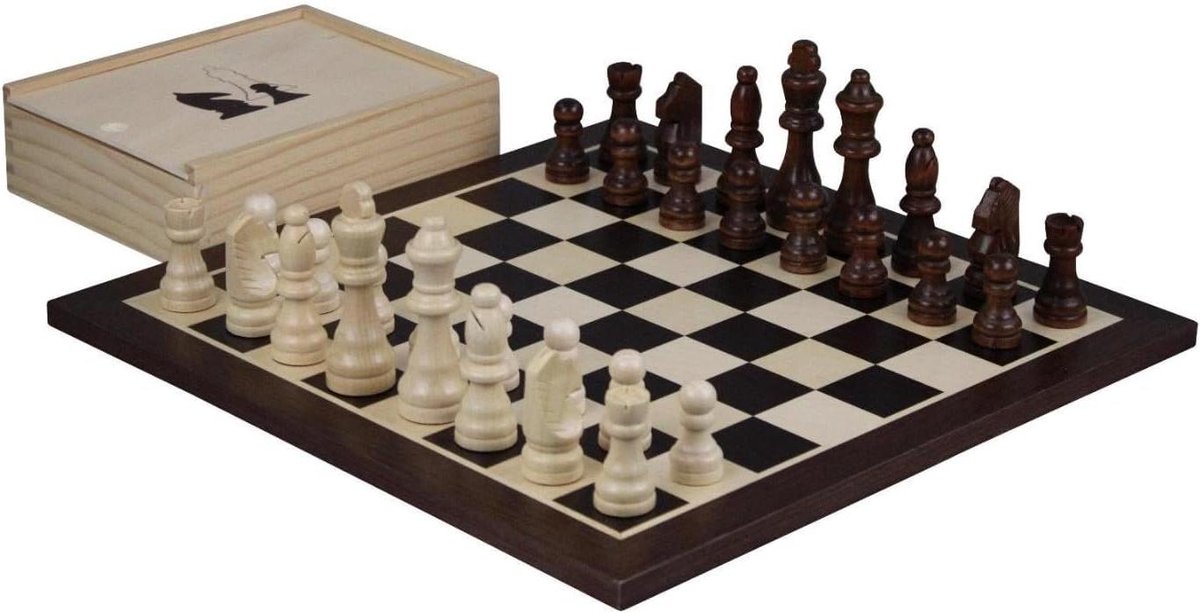 Houten Schaakset - Schaakspel Met Stukken - Strategisch Spel - Handgemaakt Vakmanschap - 35 cm - Bruin