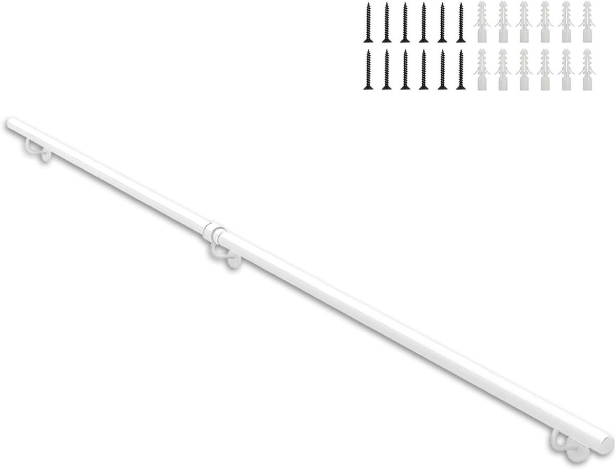 Trapleuning voor muren - Handgreep reling - Veilig traplopen - Antiroest laag - Tot 600 cm - Wit