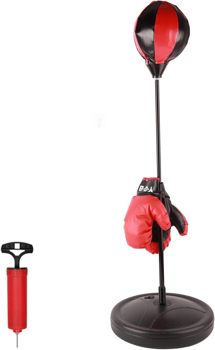 Kinder Bokszak - Boksset met handschoenen - Sportieve ontwikkeling - In hoogte verstelbaar - 70-105 cm - Zwart