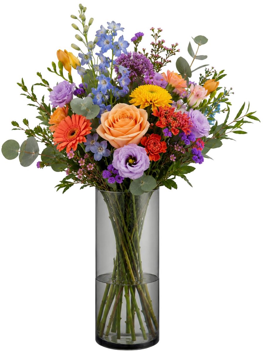 Giftdecor Bloemenvaas - smoke acrylglas - D15 x H35 cm - cilinder - boeketvaas - 6 liter