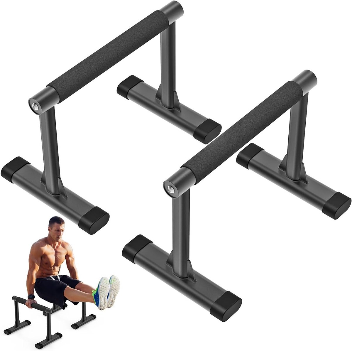 Houten Parallettes en Dipbar met Dikke Handvatten voor Handstand, L-Sit en Krachttraining, Tot 500lbs Belastbaar