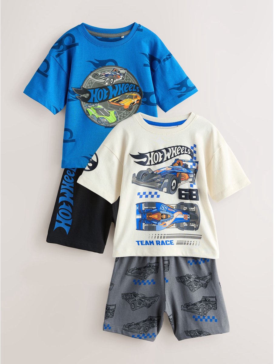 Next - Jongens - Set van 2 korte Hot Wheels pyjama's - Blauw