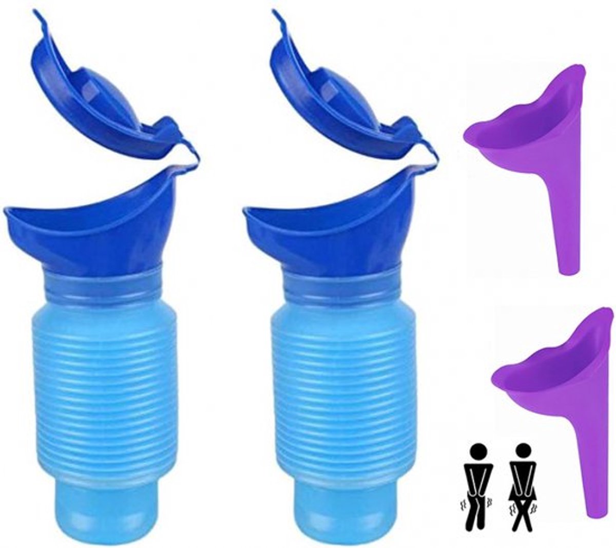 REWYTAZ-2 stuks - Nood Unisex Toilet - Emergency WC - Camping Toilet - Herbruikbare Nood Toilet - Herbruikbare Plastuit Voor Vrouwen - Plastuitje - Plaszak - Urinaal - Camping Toilet - WC voor in de Auto- 750ML