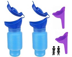REWYTAZ-2 stuks - Nood Unisex Toilet - Emergency WC - Camping Toilet - Herbruikbare Nood Toilet - Herbruikbare Plastuit Voor Vrouwen - Plastuitje - Plaszak - Urinaal - Camping Toilet - WC voor in de Auto- 750ML