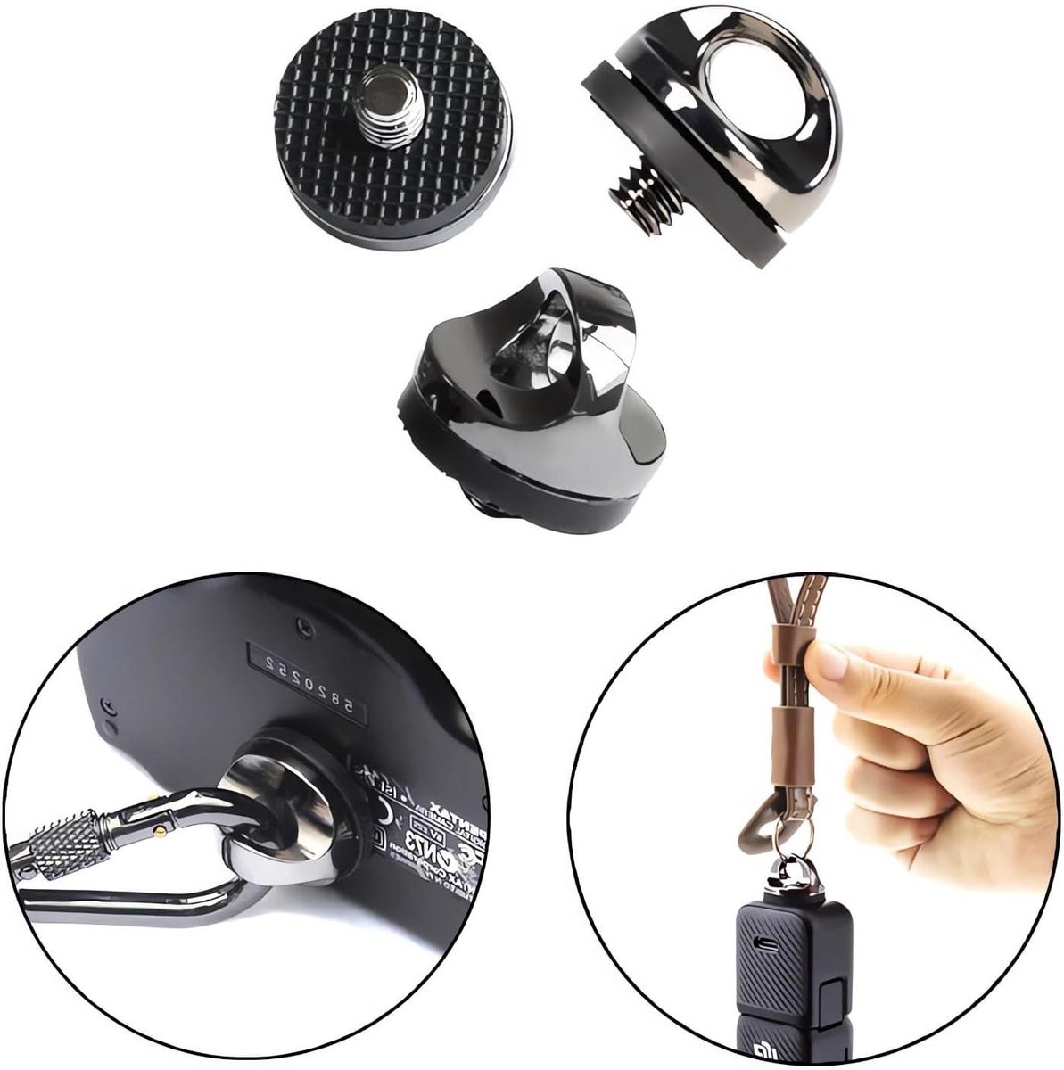 D-ring Schroef - Statief Adapter - Camera Bevestiging - Roestvrij Stalen - 2 x 2 x 2 cm - Zwart