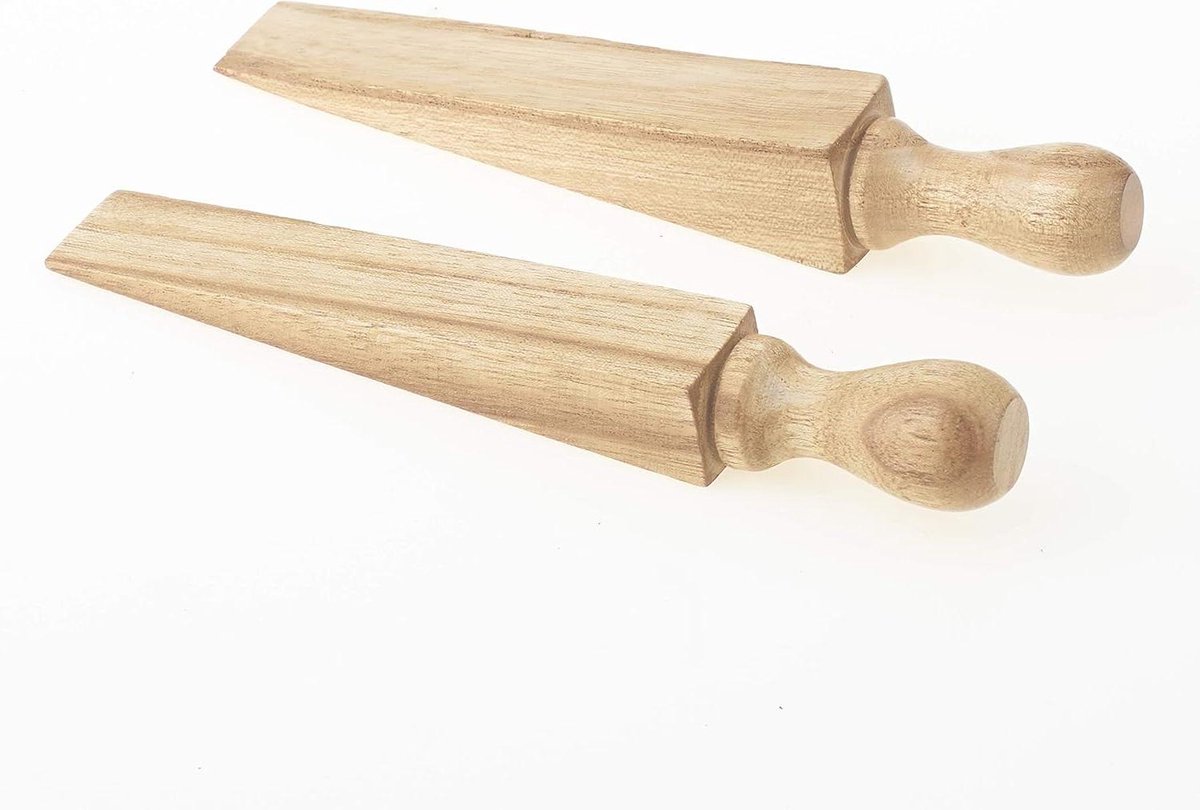 Houten Deurwig - Deurstopper Blokker - Deur Open Houden - Victoriaans Patroon - 140 mm - Bruin
