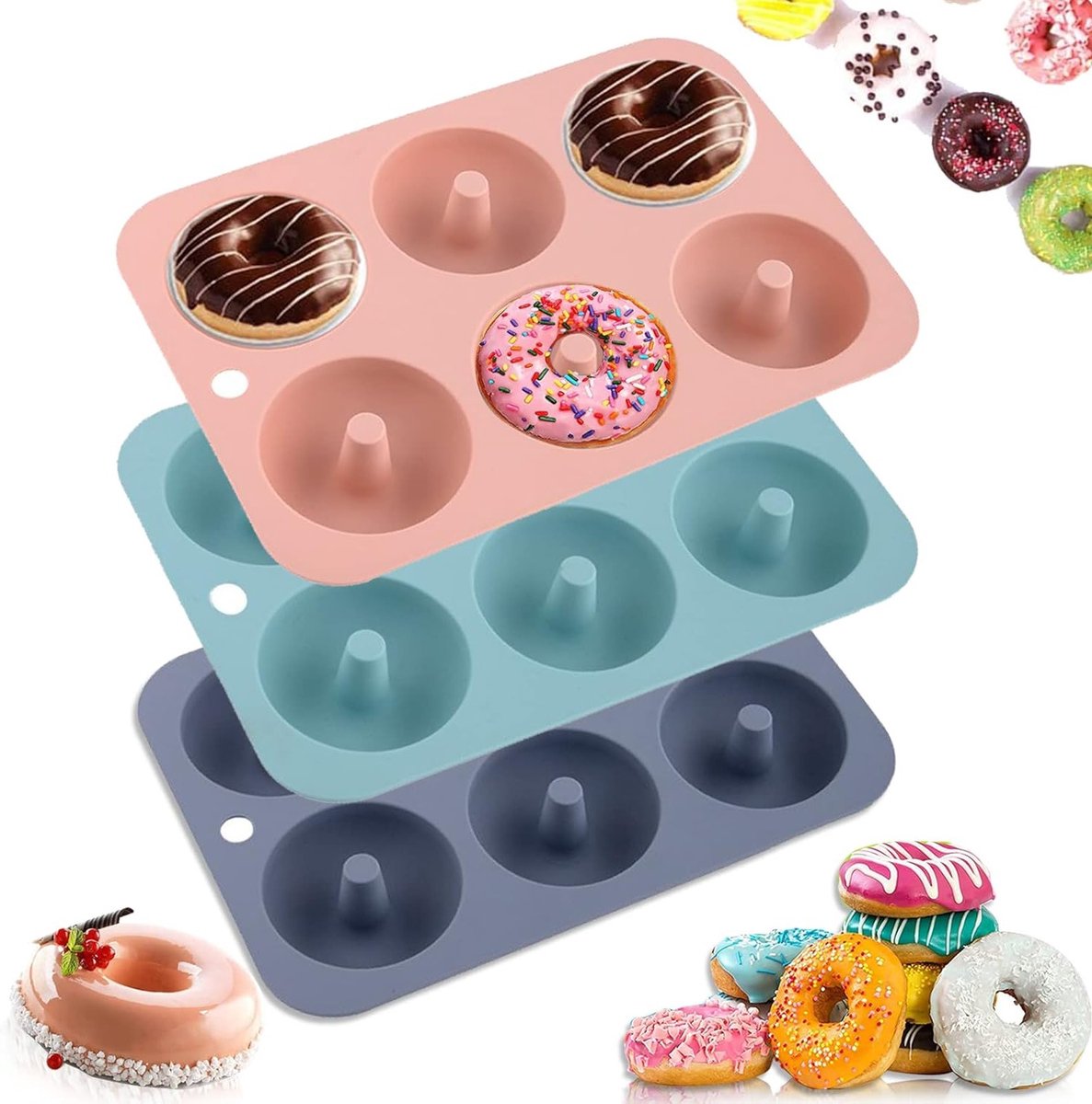 Non-Stick Donut Bakvorm voor 6 Donuts, BPA-vrij en Vaatwasserbestendig, Ideaal voor Bakken en Makkelijk Schoon te Maken