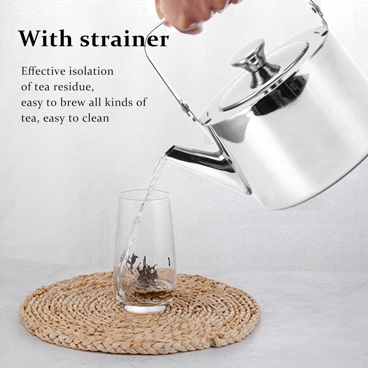 Roestvrijstalen Waterketel - Theepot Inductie - Water Koken - Ingebouwde Zeef - 1 Liter - Zilver