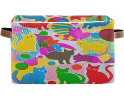 Opbergmanden Kitten - Opbergdozen Manden - Huis Organiseren - Waterdichte Voering - 36 x 26 x 21 cm - Kleurrijk