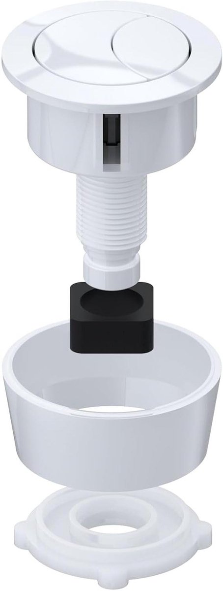 Toilet Spoelknop Set - Dubbele Spoelknop - Toilet Reparatie - Universele Pasvorm - 20-60 mm Gat - Glanzend Wit