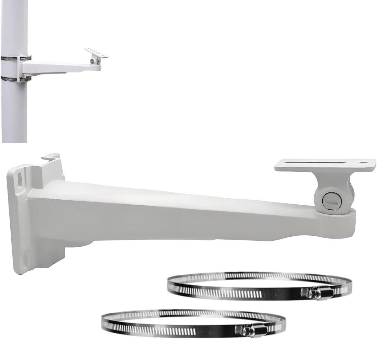 CCTV Camera Beugel - Montage Arm - Beveiliging Monteren - Paal en Muur - 27 cm - Wit