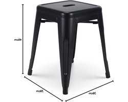 Kosmi - Set van 4 metalen krukken in mat zwart industriële stijl - hoogte 46 cm