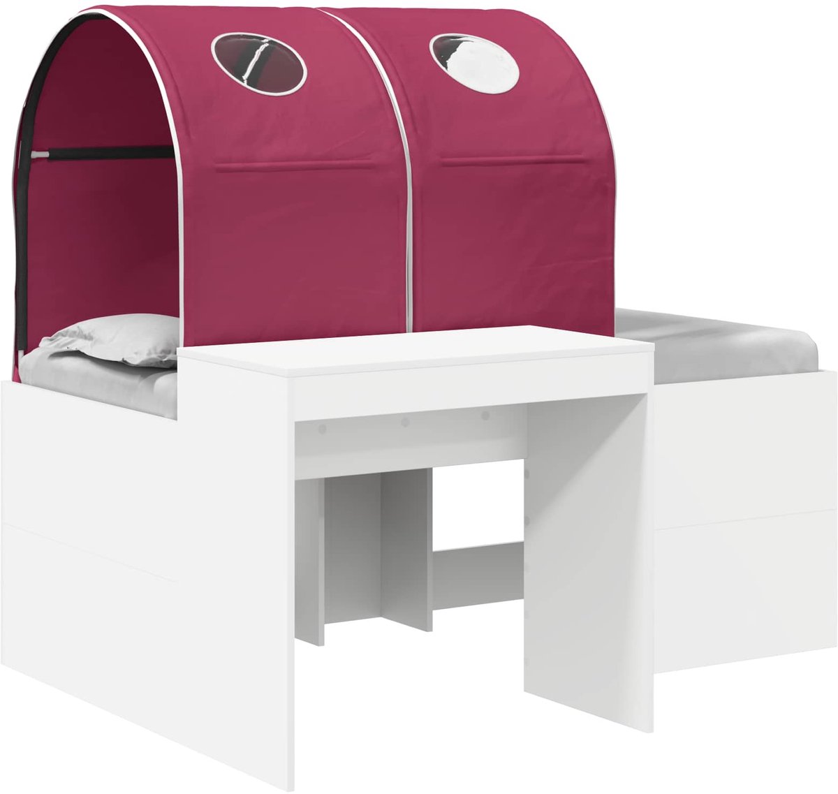 vidaXL Bed - met - Tunnel - 3 - st - Wit - en - Rood - Bewerkt - hout Wit en rood