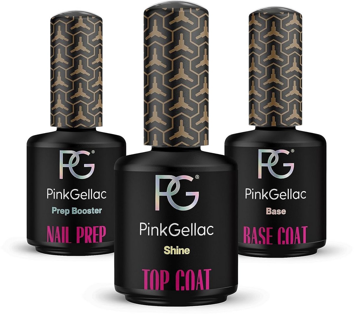 Productfoto van Pink Gellac Gellak Set Base, Top en Nail Prep (bron: bol)