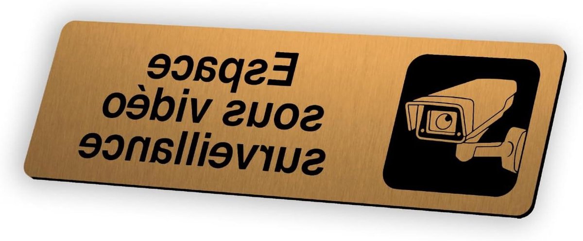 Naamplaatje Gegraveerd - Zelfklevend Bordje - Bewegwijzering - Ruimte Onder Camera - 12 x 37 cm - Geborsteld Goud