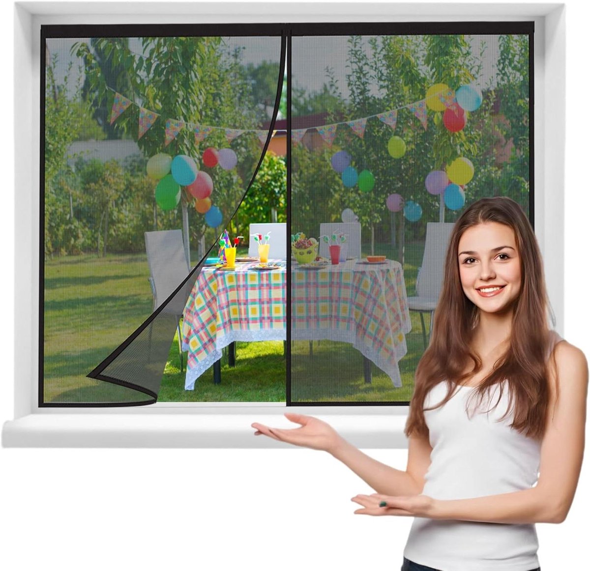 Horren Deur Raam - Muggenhor - Buiten Binnen - Snelle Sluiting - 50x170cm - Zwart
