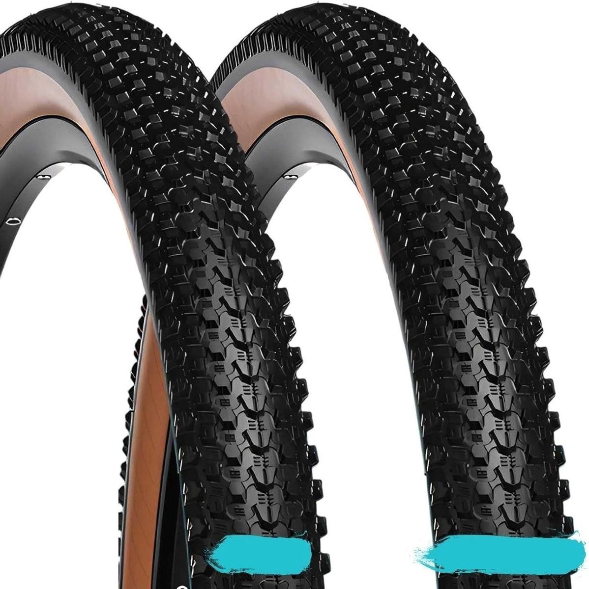 2PC 27.5x2.1 Fietsband Lekbestendig, 27.5-2.1 Antislip MTB-Band, 27.5 2.1 Duurzame 27.5 Inch Band met Bruine Zijwand voor Mountainbike Hybride