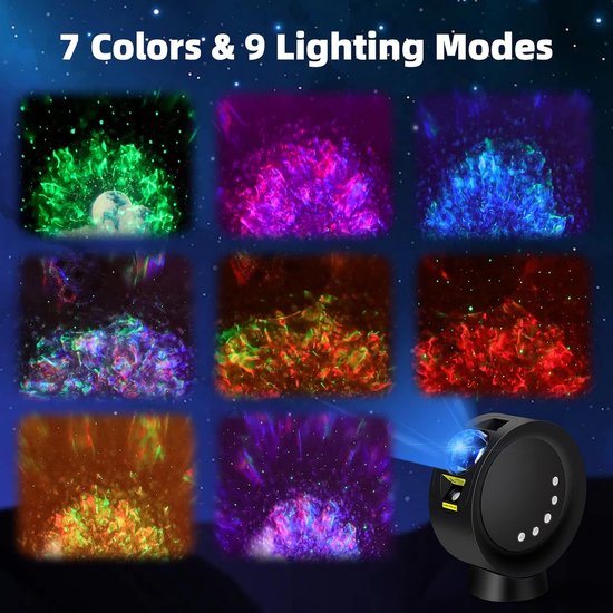 Sterrenprojector - Nachtlampje plafond - Romantische sfeer creëren - Draaibare projector - 2000 mAh batterij - Zwart van Merkloos — afbeelding 5