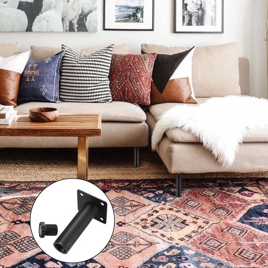 4 Stuks Verstelbare Meubelpoten van 18 cm, Metalen Steunpoten voor Sofa, Tafel en Keukenkasten — afbeelding 4