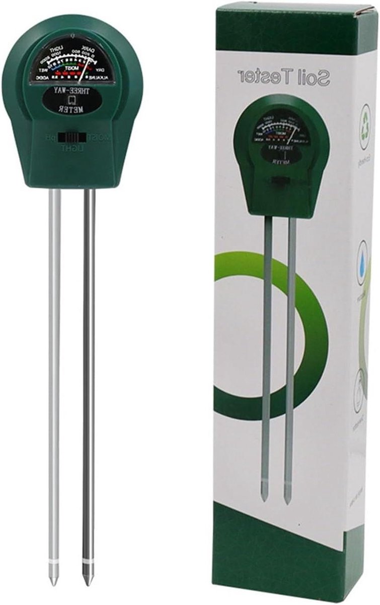 Bodemmeter - pH meter - Planten verzorgen - Drie-in-één meting - 2.5 cm - Zwart