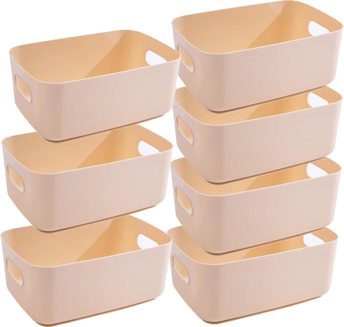 Opbergmanden Set - Opbergdozen Manden - Thuis Ordenen - Met Handgrepen - 20x14x7cm - Beige