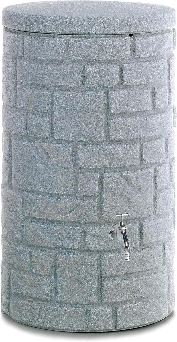 Regenton Arcado - Regenvat Watertank - Regenwater Opvangen - Kindveilig Deksel - 230 Liter 105cm - Graniet Grijs