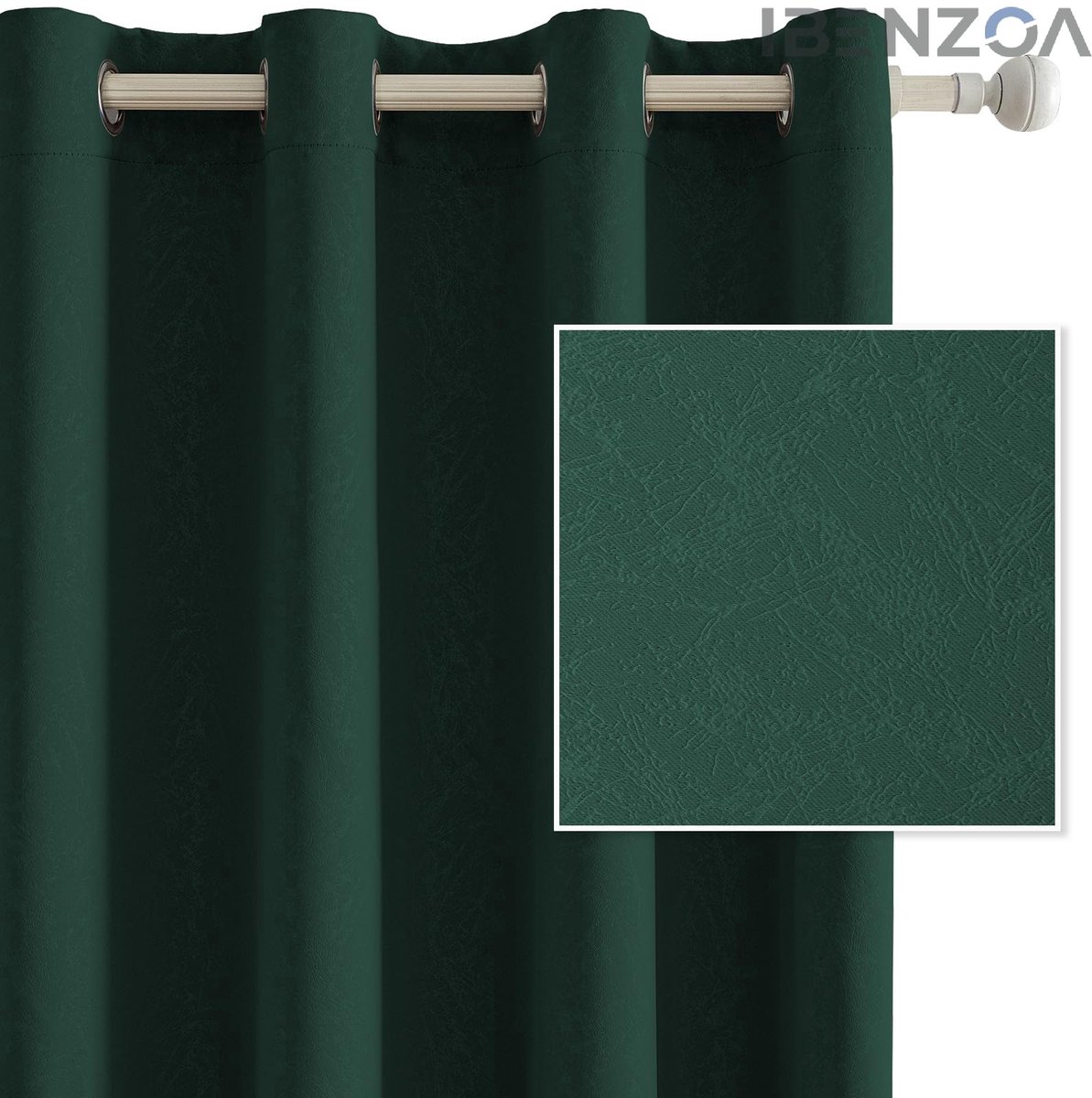 Ibenzoa Verduisteringsgordijnen - Groen - 140x225 cm - Polyester