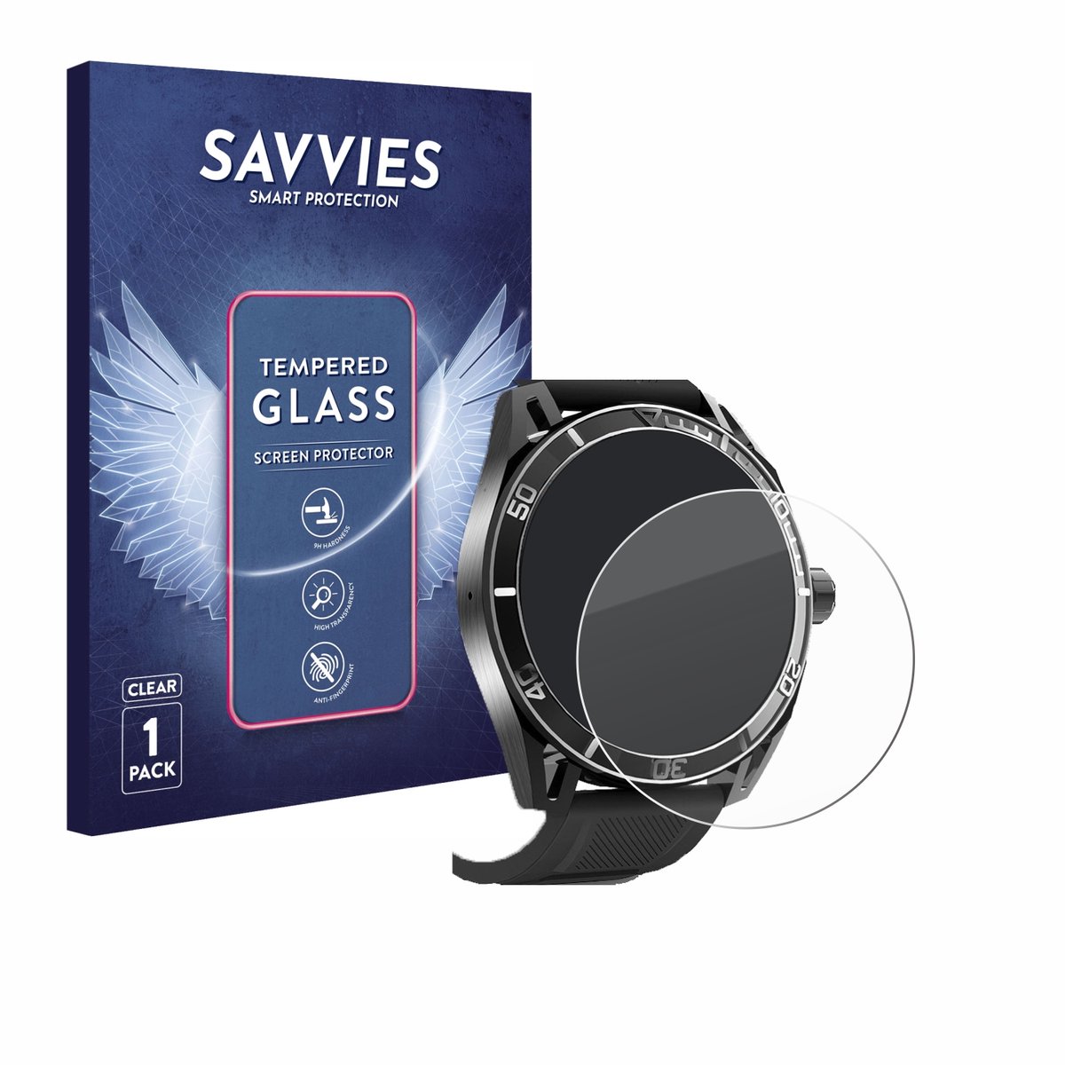 Savvies - Glas Screenprotector Voor Yuede Smartwatch 1.43" (rond) - Gehard Beschermglas 9H