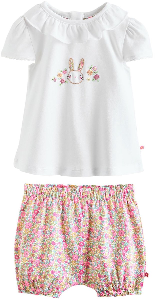 Next - Meisjes - 2-delige set van babytop met korte mouwen en short - Wit