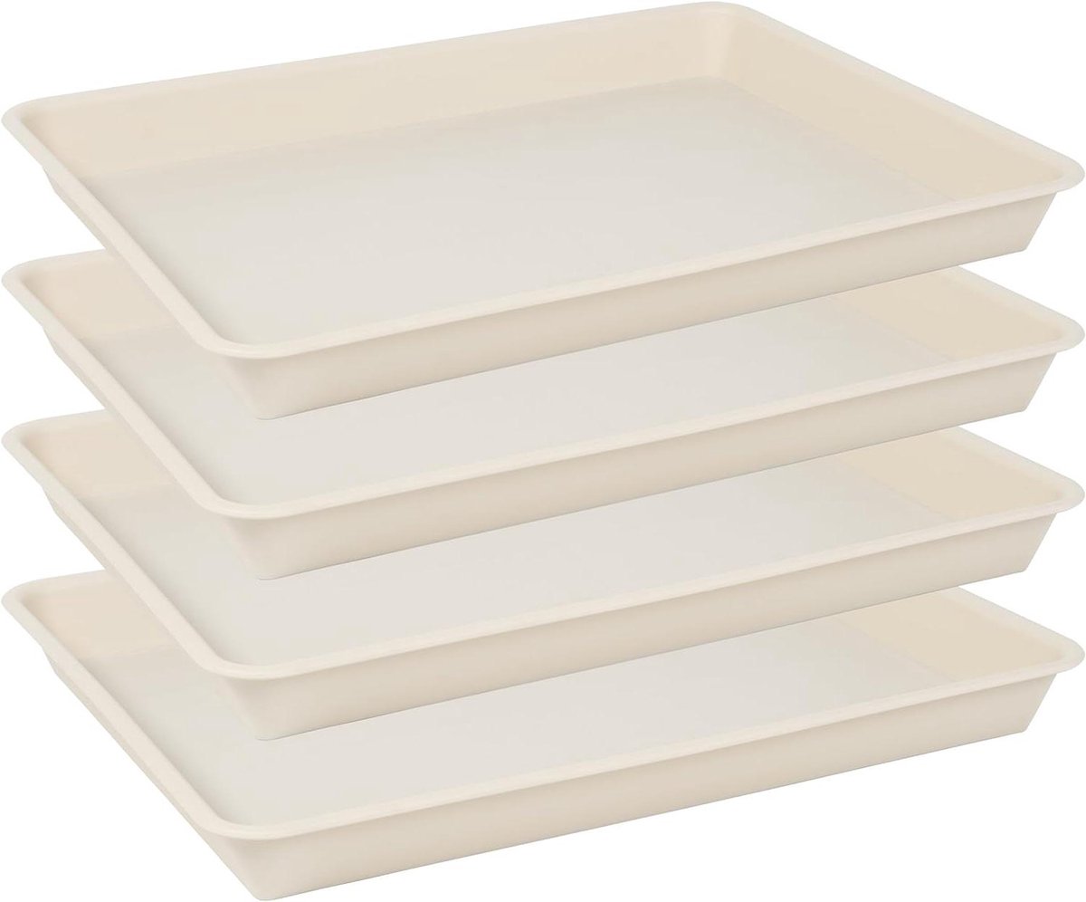 Plantenkweekbakken 4 stuks - Plantenbakken schotels - Zaad starten - Verdikt en duurzaam - 368 cm x 28 cm - Beige