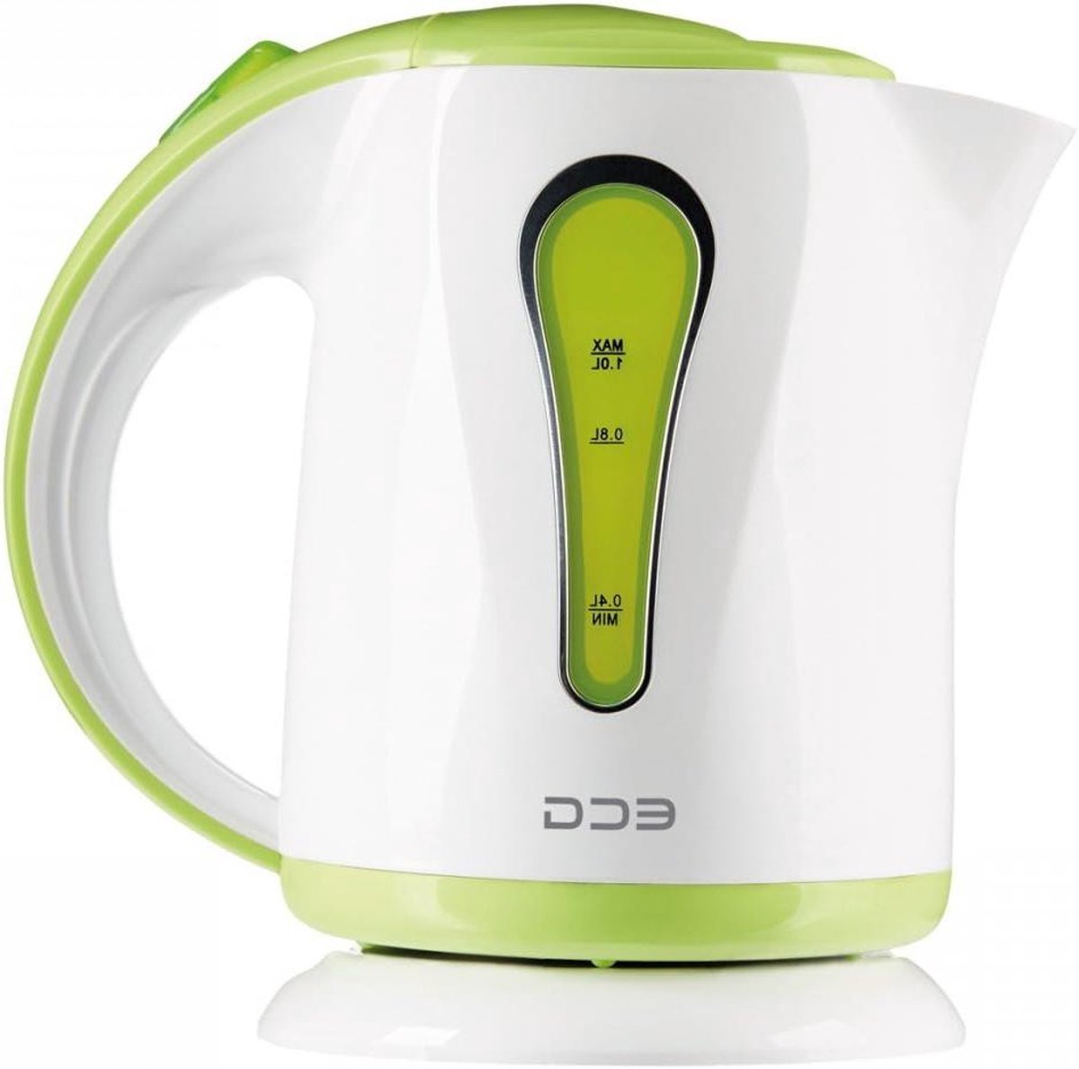 ECG Green RK 1022 Elektrische waterkoker, verlichte waterniveau-indicator, hoogwaardig kunststof design, BPA-vrij, inhoud 1,0 l, 900-1100 W, plastic, 1 liter, groen-wit