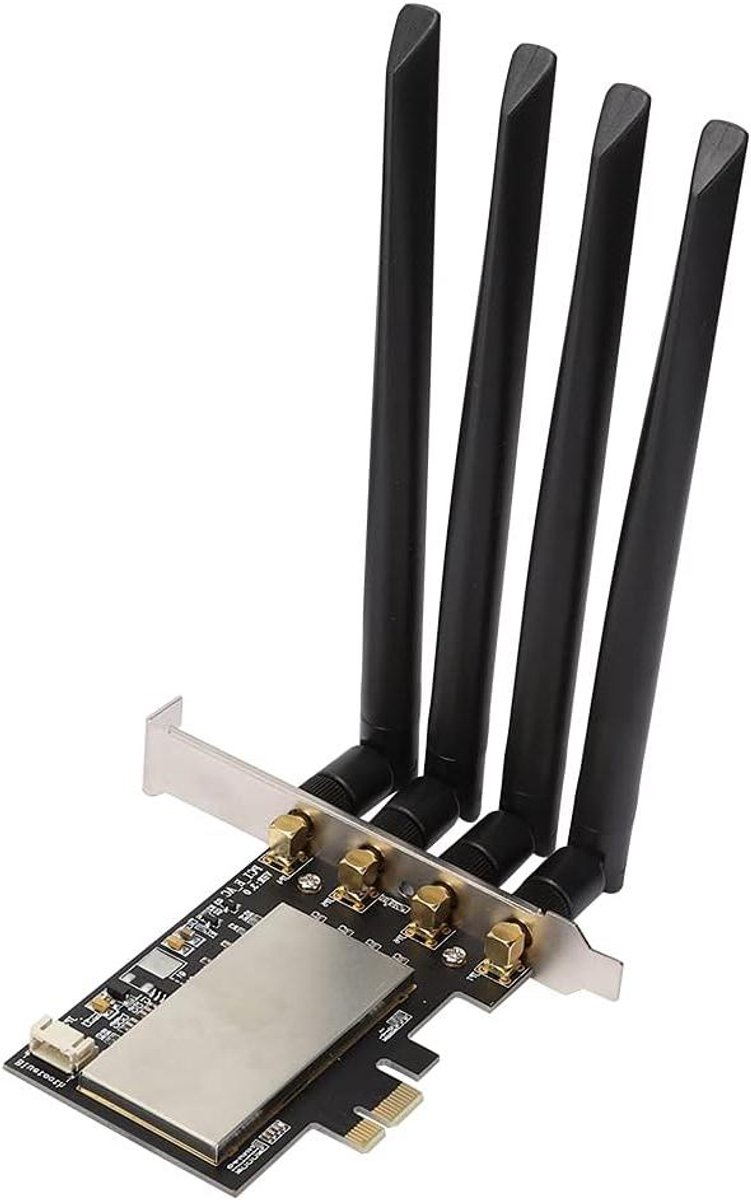 Netwerkkaart Adapter - PCIe WiFi Adapter - Mac Desktop - 4x 8DBI Antennes - NGFF naar PCI - Zwart