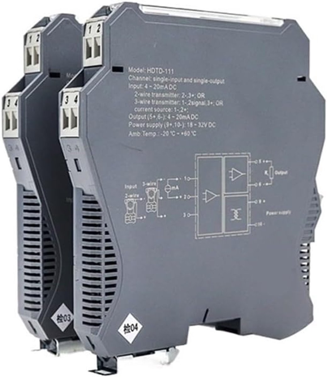 Signaalisolator - Signaalverdeler Transducer - Signaalomzetting - 1 In 2 Uitgangen - 01% FS Nauwkeurigheid