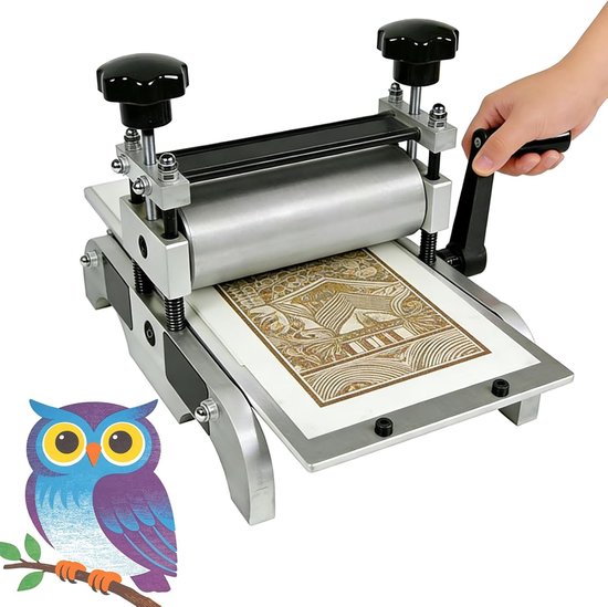 Handpers Grafiek - Drukpers Machine - Kunst Printen - Verstelbare Rol - 30x17 cm Bed - Zilver