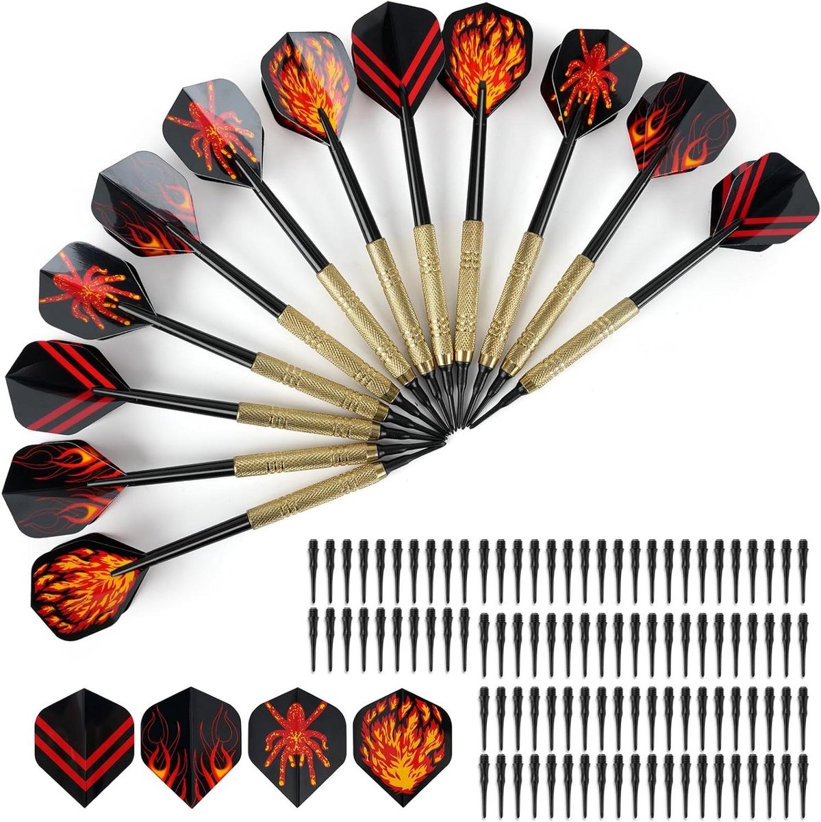 Dartpijlen Set - Soft Darts - Elektronisch Darten - 100 Verwisselbare Koppen - 15 x 3 cm - Zwart Rood
