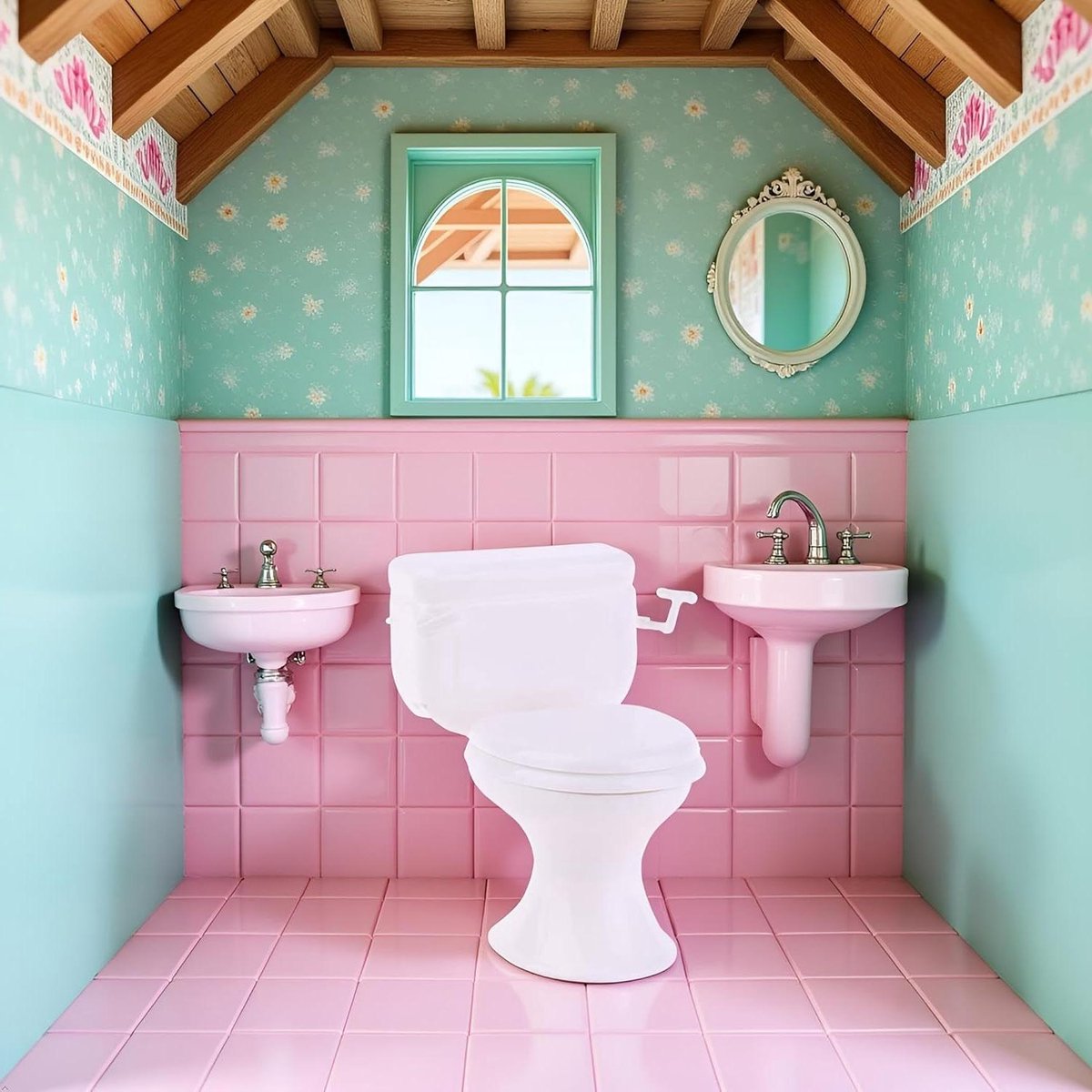 Miniatuur Toilet - Poppenhuis Meubels - Badkamer Scène - Vintage Stijl - 1:12 Schaal - Wit