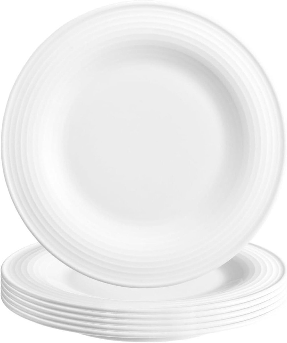 Broodborden Set - Bijgerechtbordjes - Ontbijt en Lunch - Geribbeld Reliëf - 17 cm Diameter - Wit