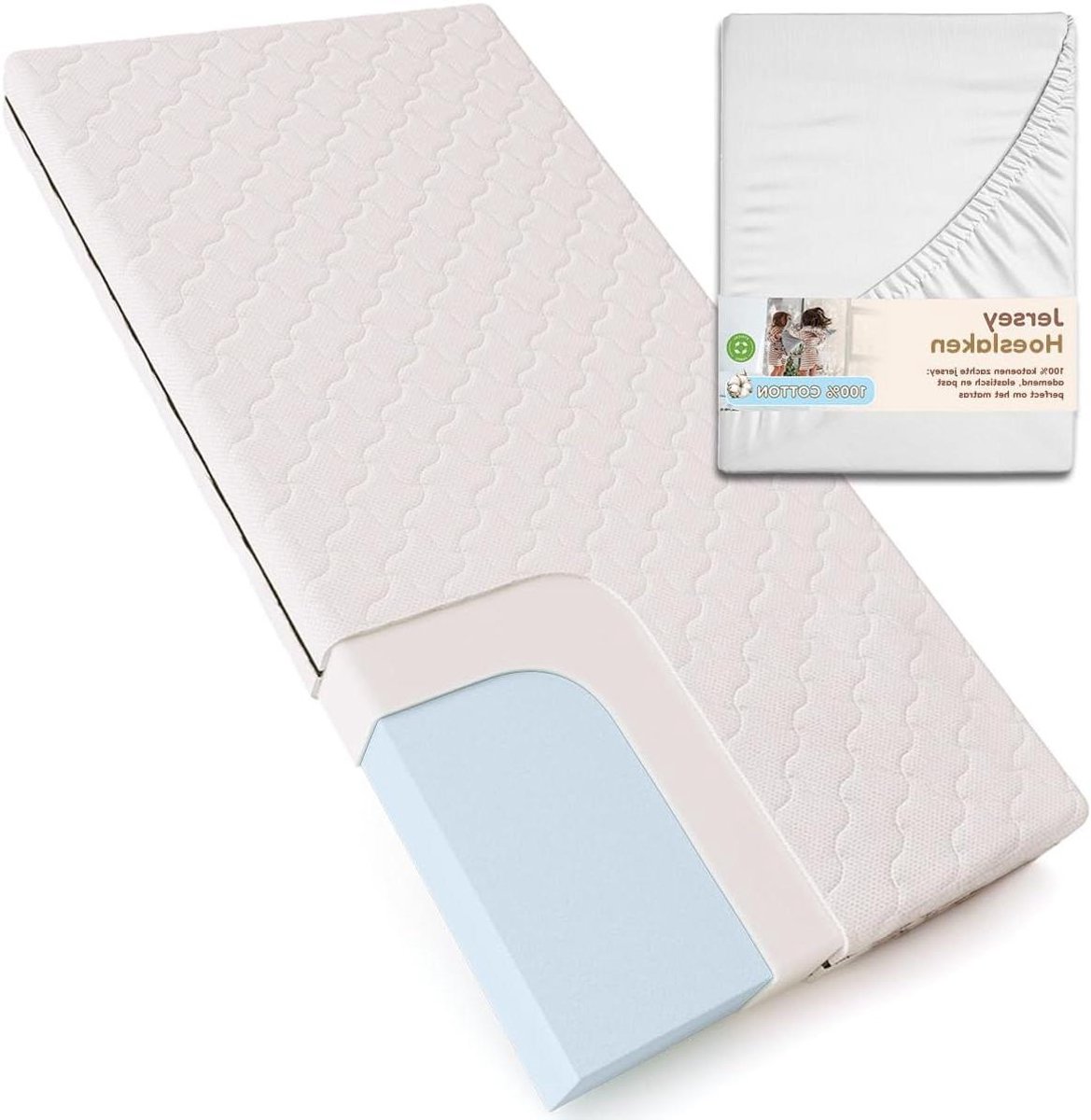 Kindermatras Schuim - Matras 80x200 - Rustige Slaap - Dubbelzijdig Keerbaar - 80x200x12cm - Wit