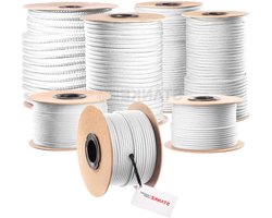 Seilwerk STANKE Polypropyleen Touw 18mm 25m Wit - Groen met Gele Accenten – Waslijn voor Tuin, Camping & Balkon – Stevig PP Touw voor Transport, Bouw en Zeilaccessoires