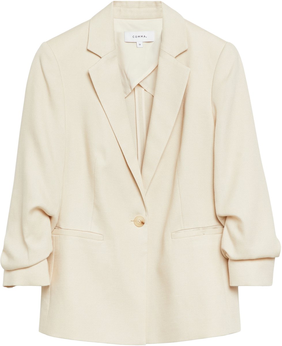 comma - female - Gestructureerde blazer van lyocellmix met gedrapeerde mouwen