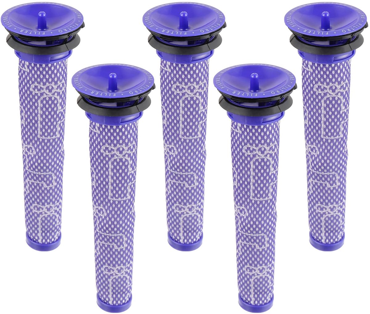 Set van 5 vervangende stofzuigerfilters voor Dyson V6 V7 V8 DC58 DC59 DC61. Wasbare voorfilters - onderdeelnummer 965661-01.
