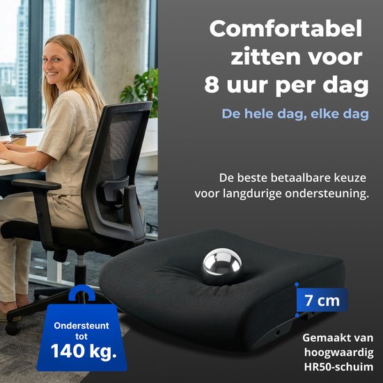 Backerz Ergonomische Bureaustoel - Bureaustoelen voor Volwassenen tot 140kg - Low Back Office Chair - NEN-EN1335 - Zwart