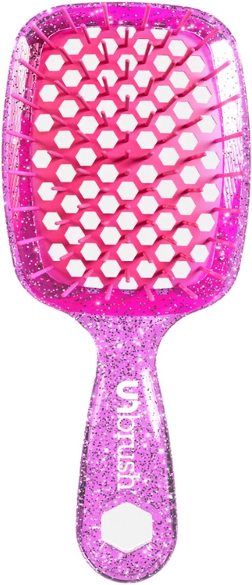 UNbrush Detangling Hair Brush Mini Glitter- Rose Quartz