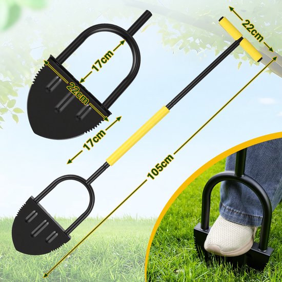 Graskantensteker voor gazonrand en tuinpad - T-handgreep met gekarteld mes - tuingereedschap 105 cm — afbeelding 2