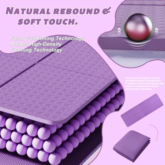 Opvouwbare sportmat, compacte reismat met antislip en draagtas voor pilates en yoga — afbeelding 3